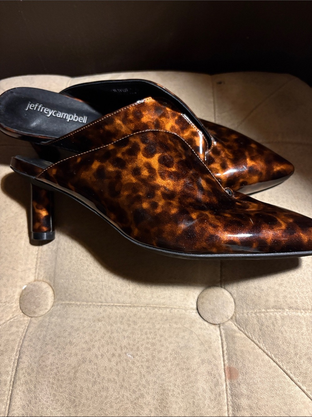 Jeffrey Campbell Tortoiseshell Pointed-Toe Mule Heels - Brown/Black